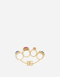 Knucklebuster ring with colorful rhinestones