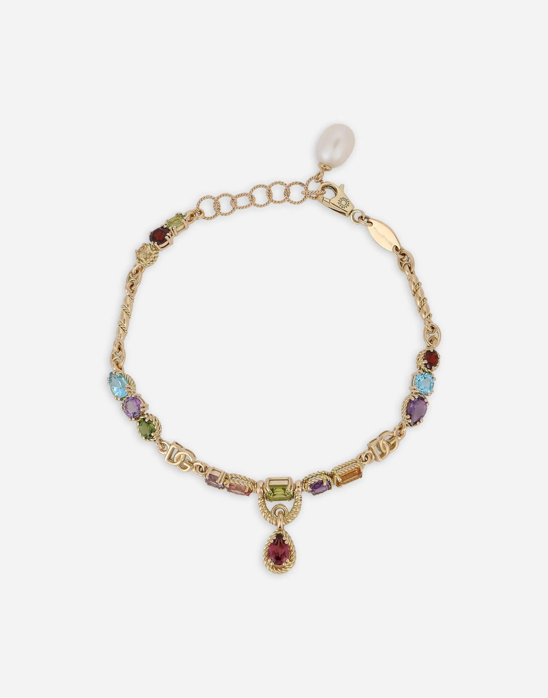 18kt yellow gold bracelet with mutlicolored fine gemstones