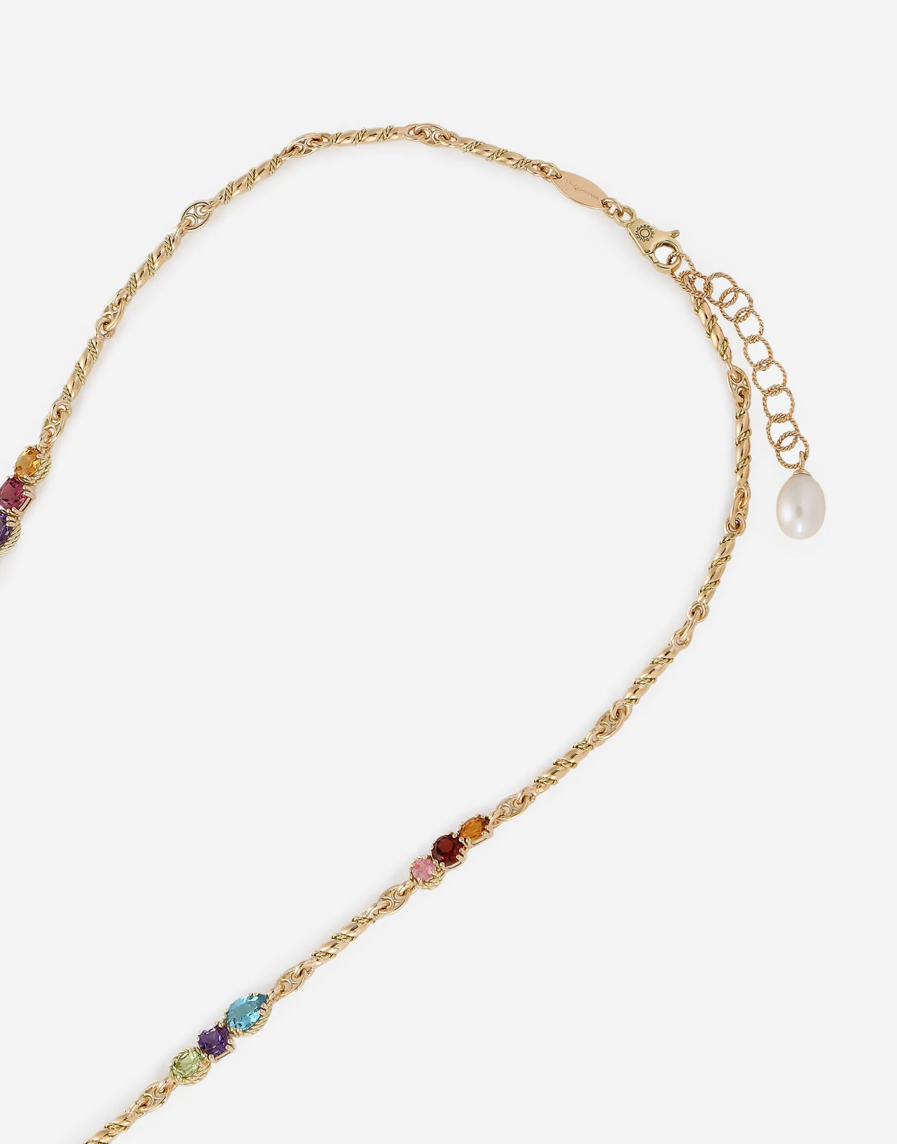 18kt yellow gold necklace with multicolored fine gemstones