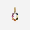 18 kt yellow gold rainbow pendant with multicolor finegemstones representing number 0