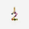 18 kt yellow gold rainbow pendant with multicolor finegemstones representing number 2