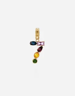 18 kt yellow gold rainbow pendant with multicolor finegemstones representing number 7