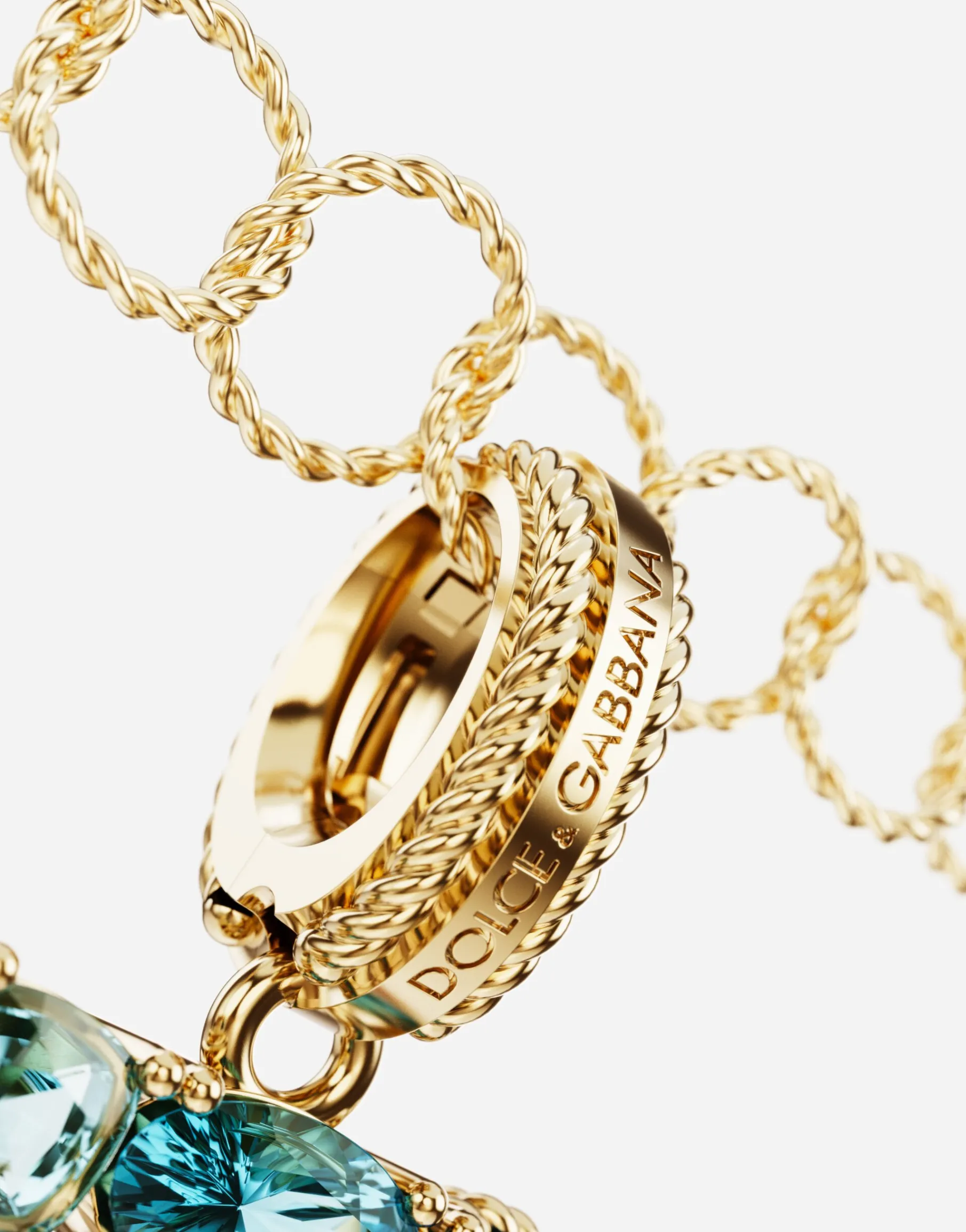 18 kt yellow gold rainbow pendant with multicolor finegemstones representing number 5
