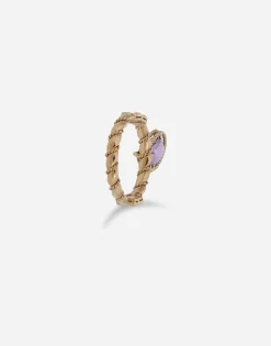 18 kt yellow gold ring with amethist