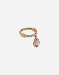 18 kt yellow gold ring with amethist