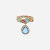 18 kt yellow gold ring with multicolor fine gemstones