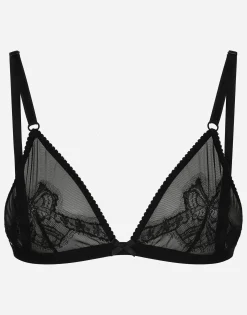Lace and tulle soft-cup triangle bra