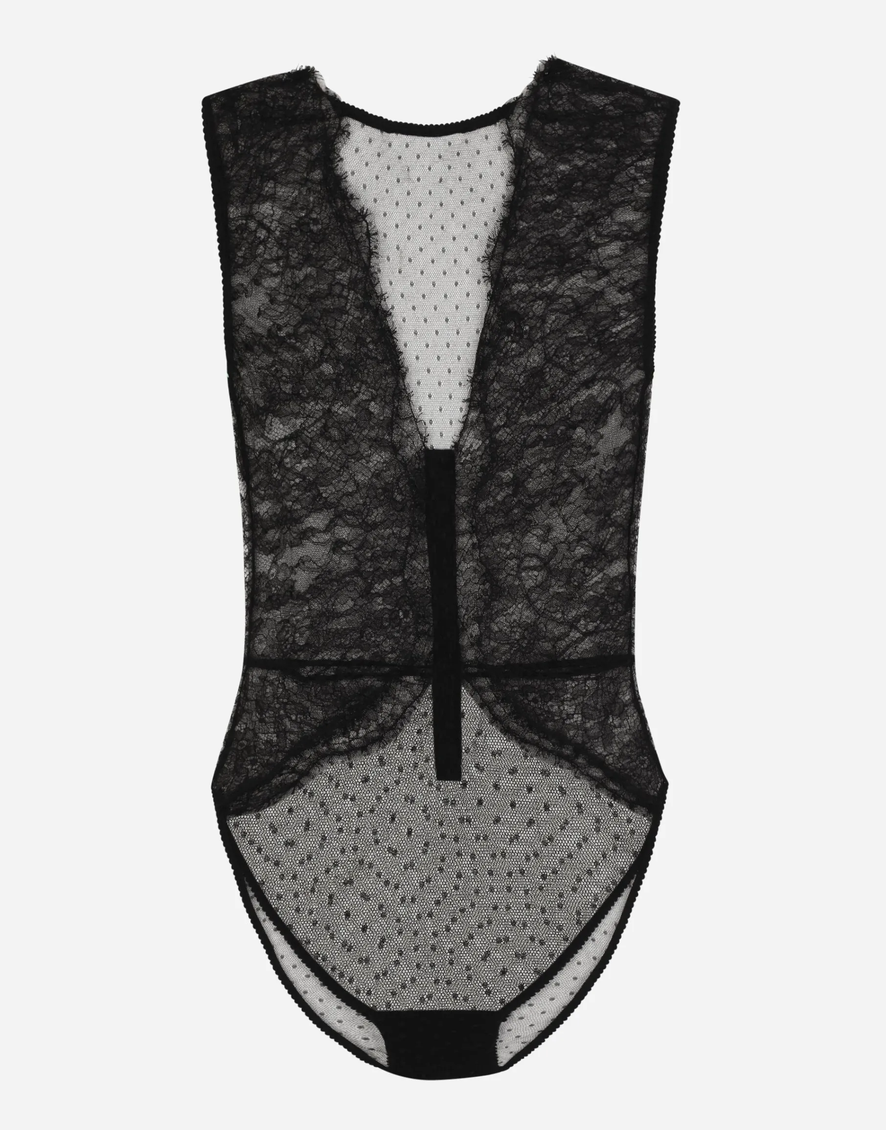 Lace bodysuit with plunging neckline