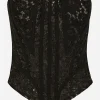 Lace bustier with laces and eyelets