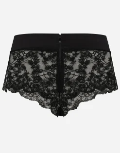 Lace high-waisted panties with satin waistband