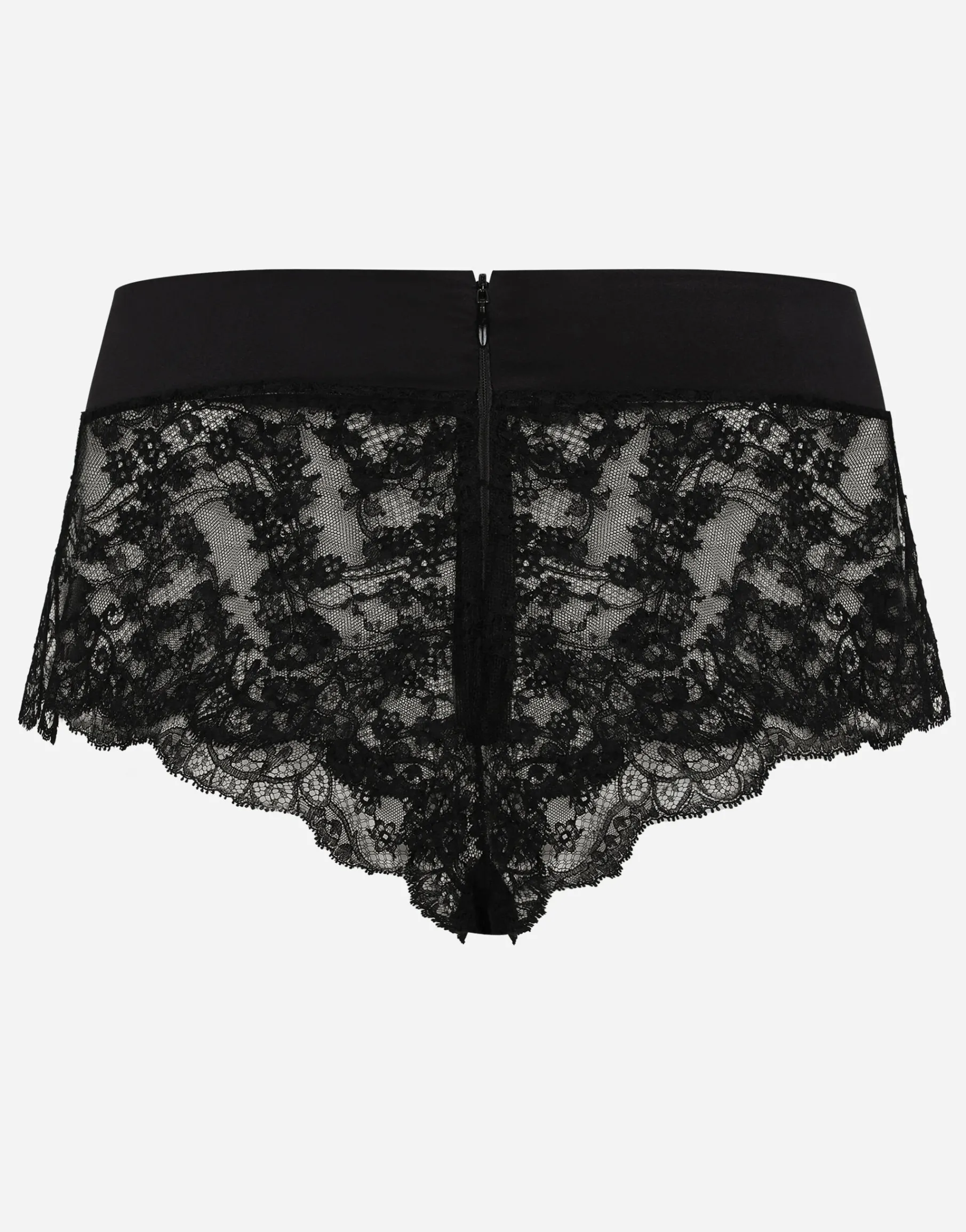 Lace high-waisted panties with satin waistband