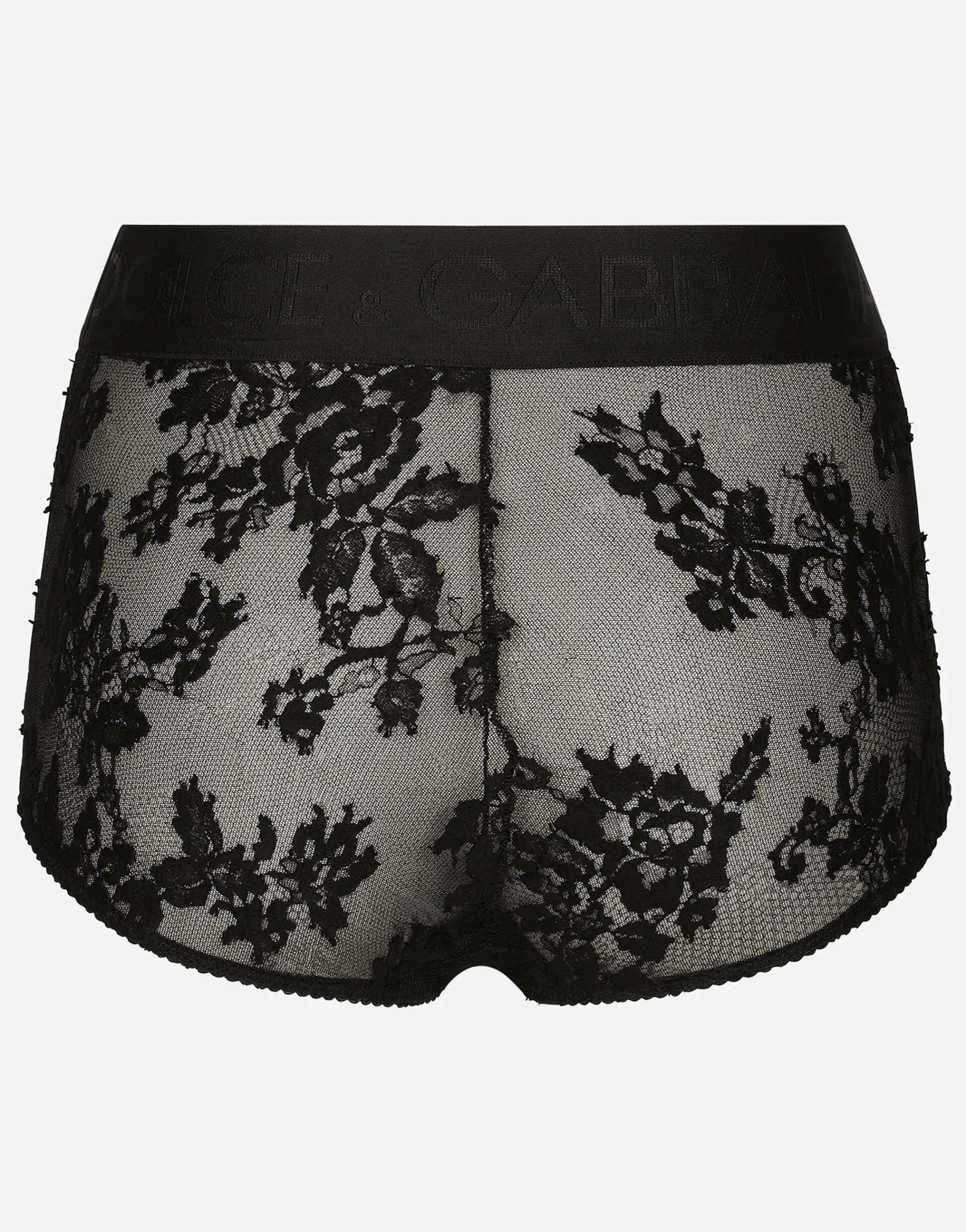 Lace high-waisted panties with branded elastic