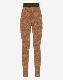 Lace leggings with branded elastic