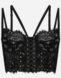 Lace lingerie corset with straps and eyelets
