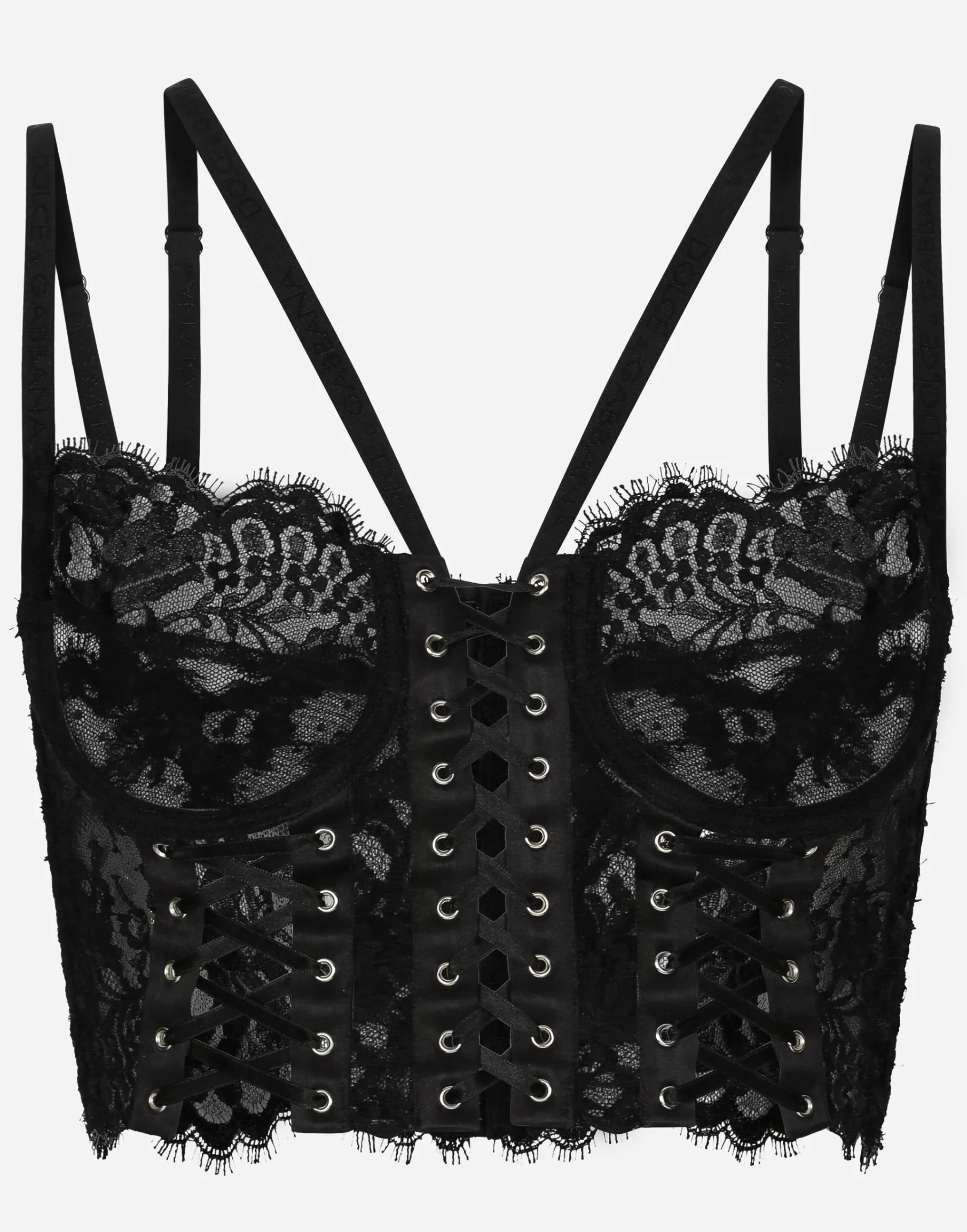 Lace lingerie corset with straps and eyelets