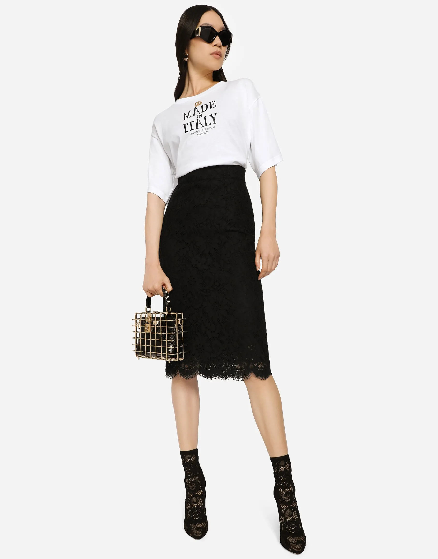 Lace midi skirt