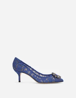 Lace rainbow pumps with brooch detailing