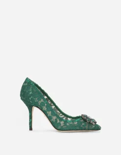 Lace rainbow pumps with brooch detailing