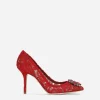 Lace rainbow pumps with brooch detailing
