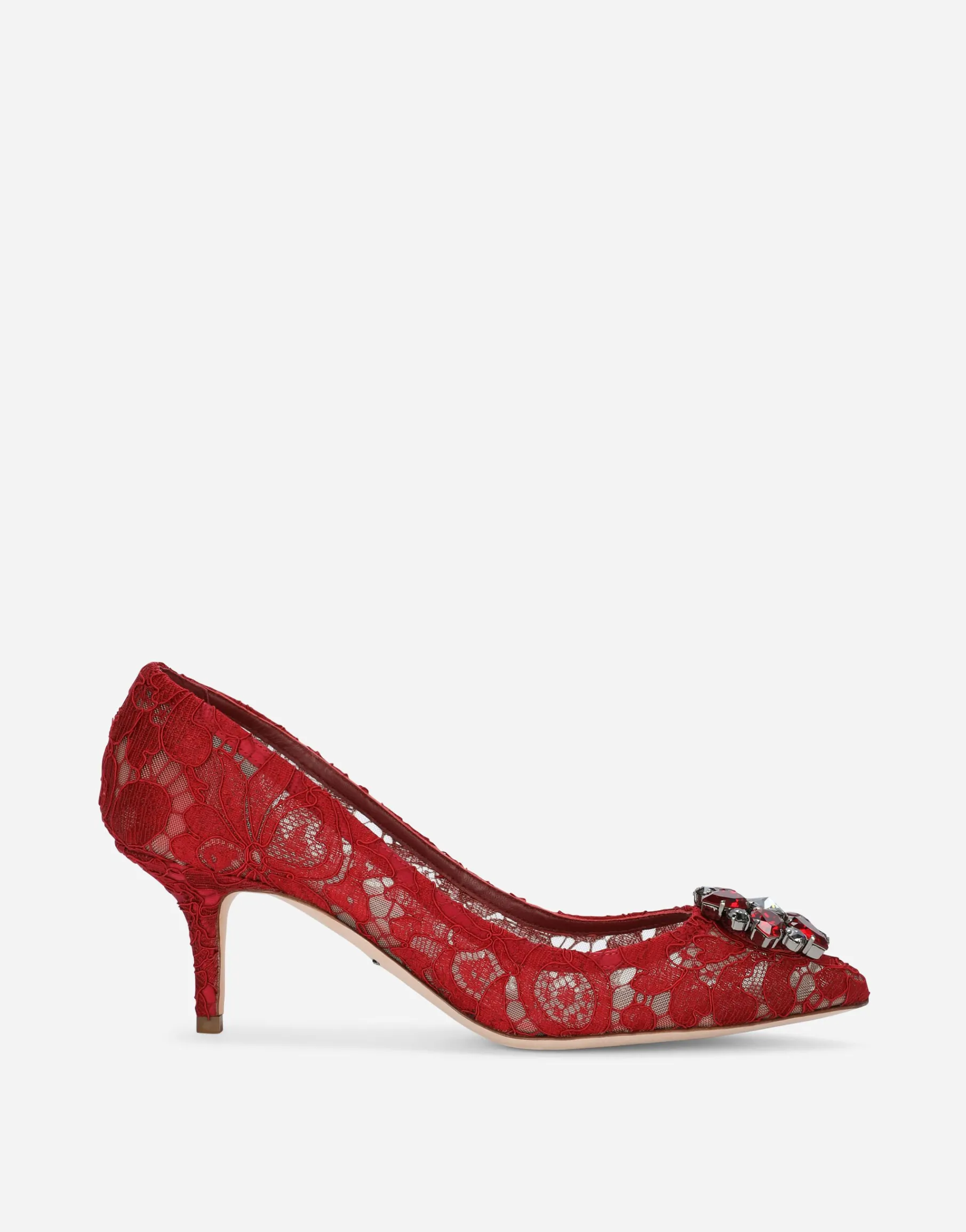 Lace rainbow pumps with brooch detailing