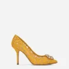 Lace rainbow pumps with brooch detailing