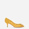 Lace rainbow pumps with brooch detailing