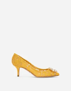 Lace rainbow pumps with brooch detailing