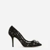 Lace rainbow pumps with brooch detailing