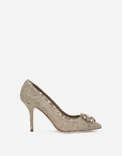 Lace rainbow pumps with brooch detailing