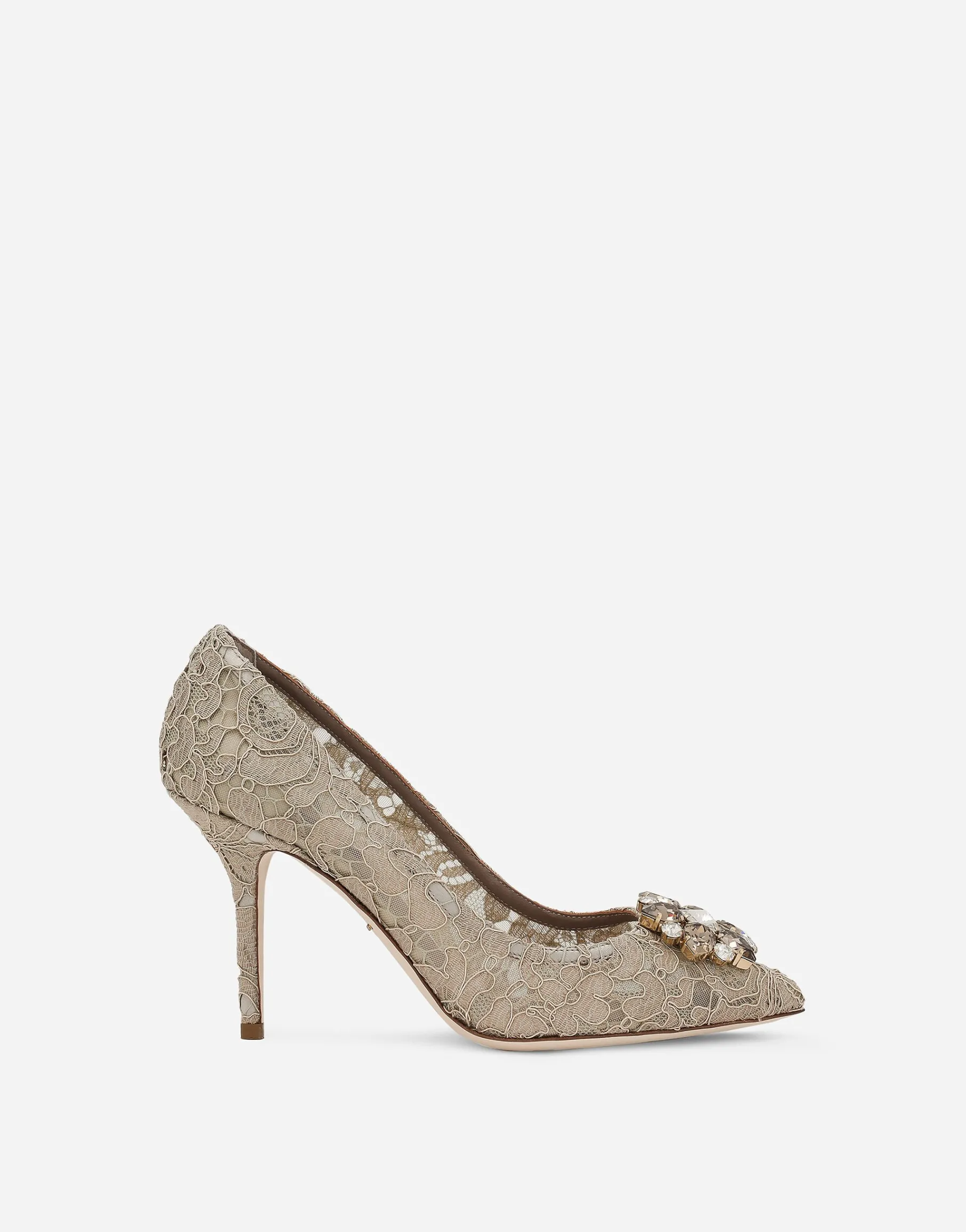 Lace rainbow pumps with brooch detailing