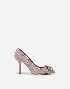 Lace rainbow pumps with brooch detailing