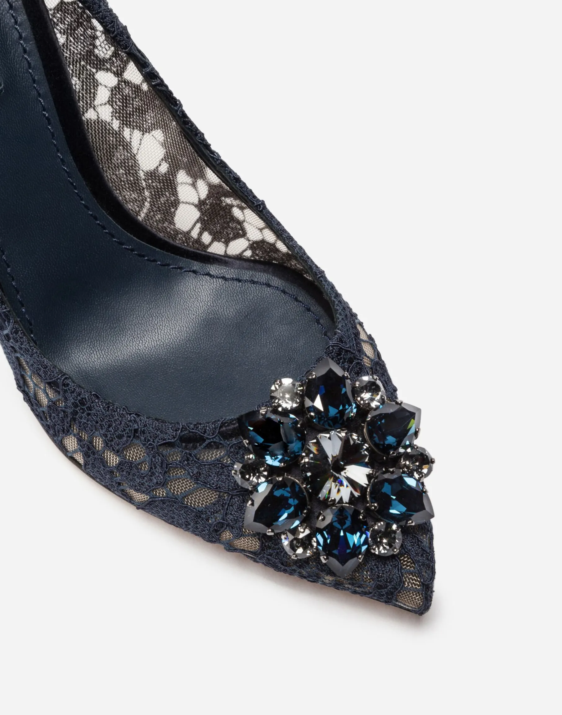 Lace rainbow pumps with brooch detailing