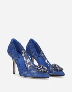 Lace rainbow pumps with brooch detailing