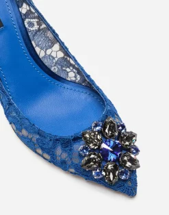 Lace rainbow pumps with brooch detailing