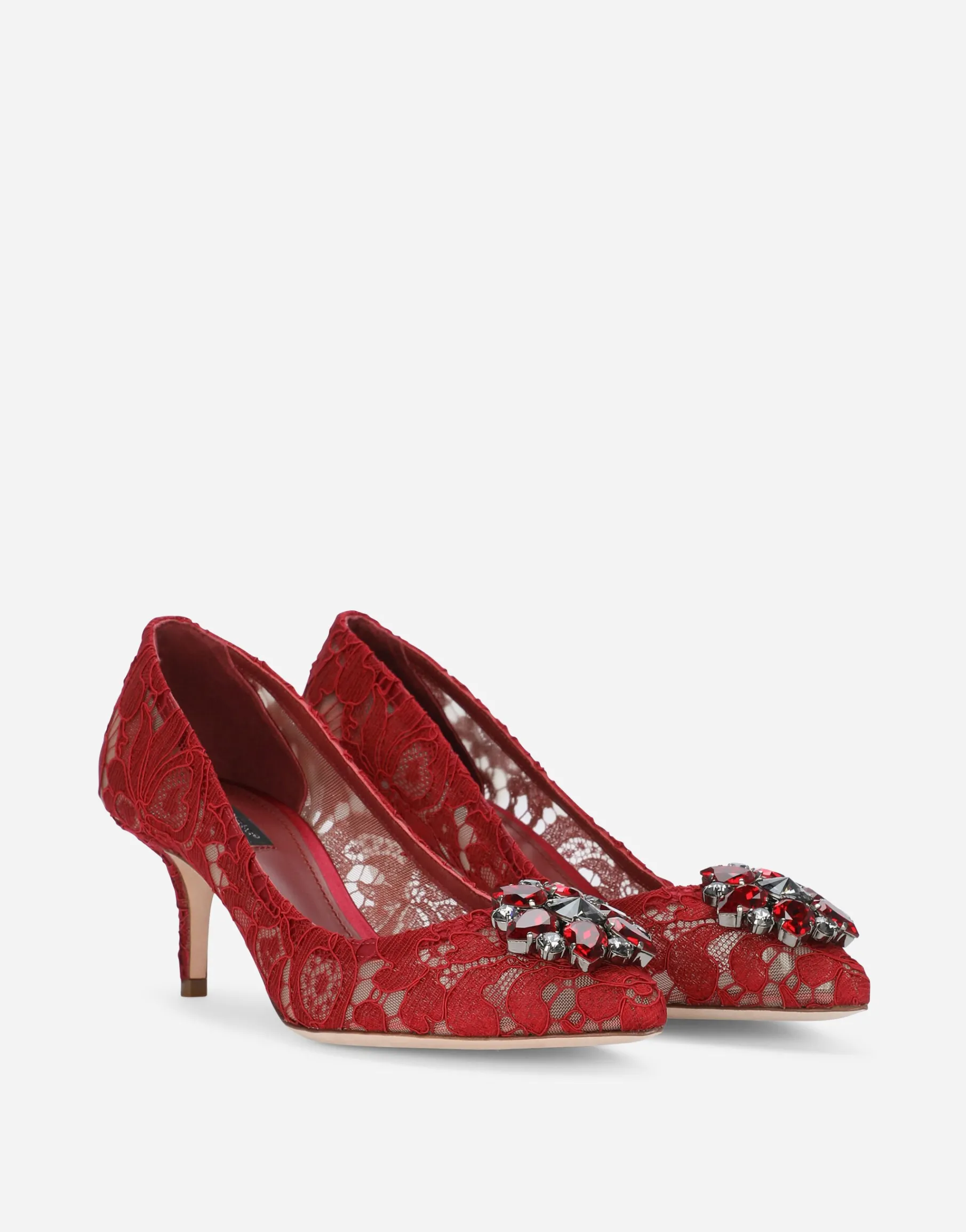 Lace rainbow pumps with brooch detailing