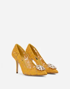 Lace rainbow pumps with brooch detailing