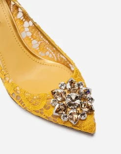 Lace rainbow pumps with brooch detailing