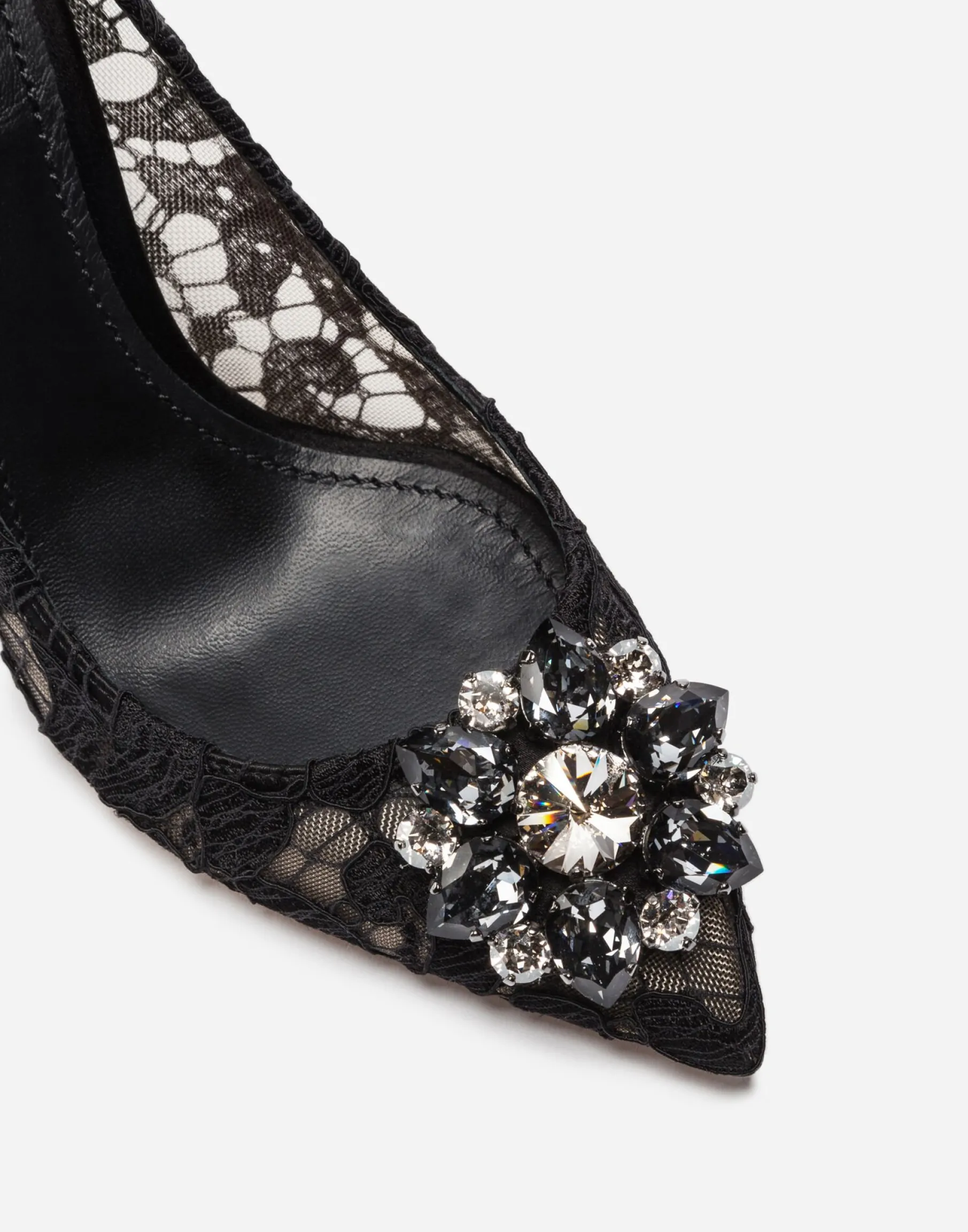 Lace rainbow pumps with brooch detailing