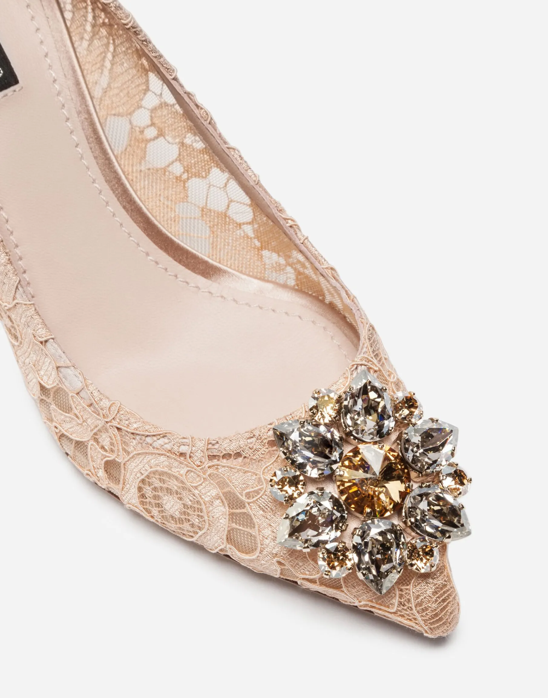 Lace rainbow pumps with brooch detailing