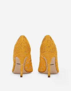 Lace rainbow pumps with brooch detailing