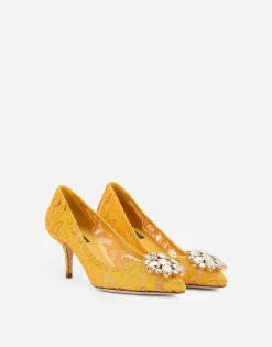 Lace rainbow pumps with brooch detailing
