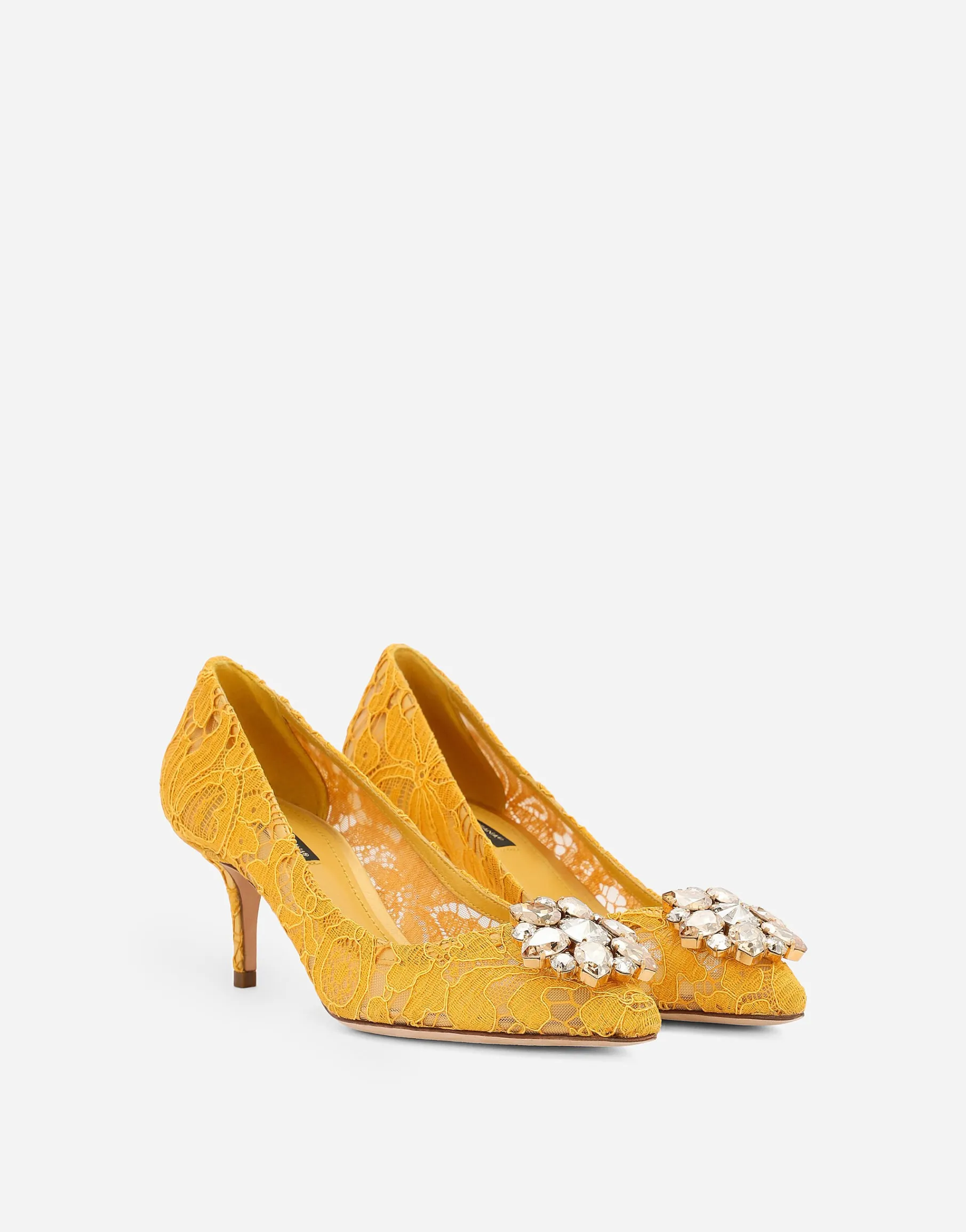 Lace rainbow pumps with brooch detailing