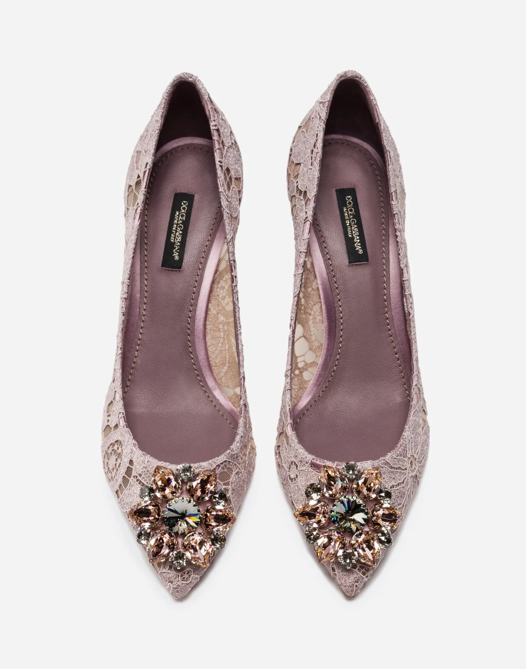 Lace rainbow pumps with brooch detailing