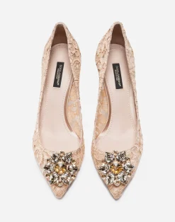 Lace rainbow pumps with brooch detailing