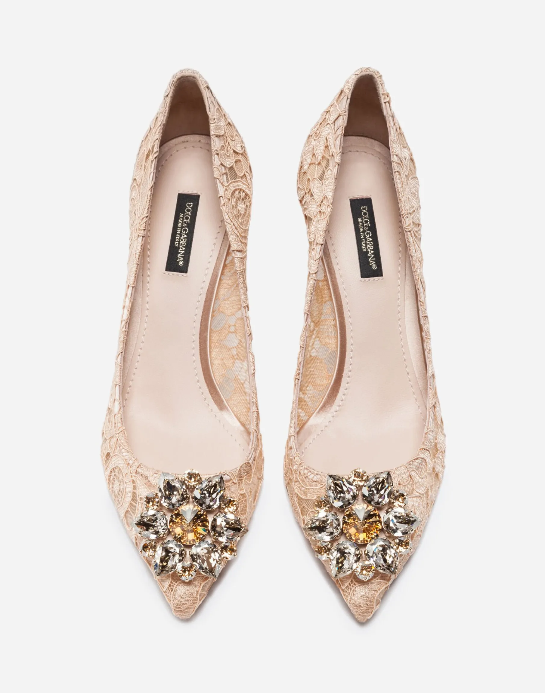 Lace rainbow pumps with brooch detailing