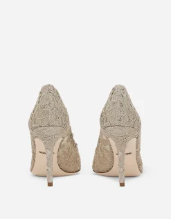 Lace rainbow pumps with brooch detailing