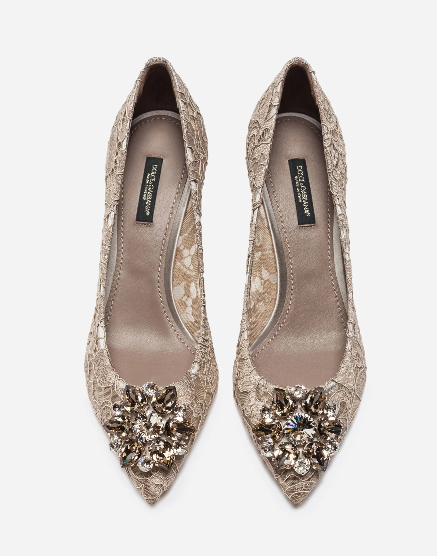 Lace rainbow pumps with brooch detailing