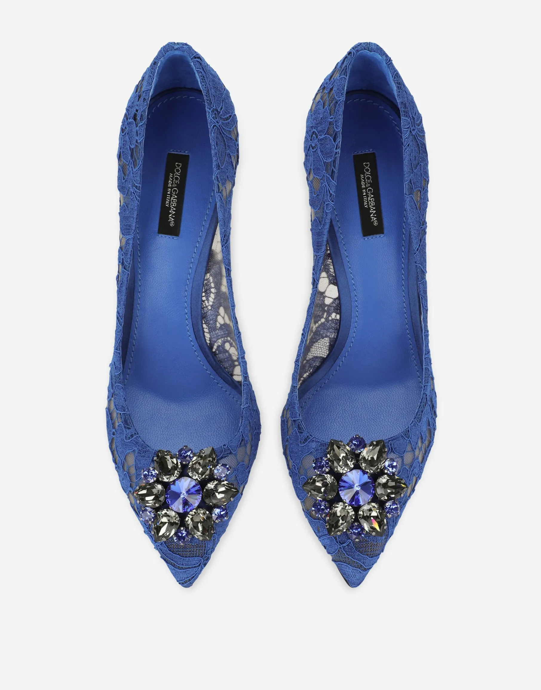 Lace rainbow pumps with brooch detailing