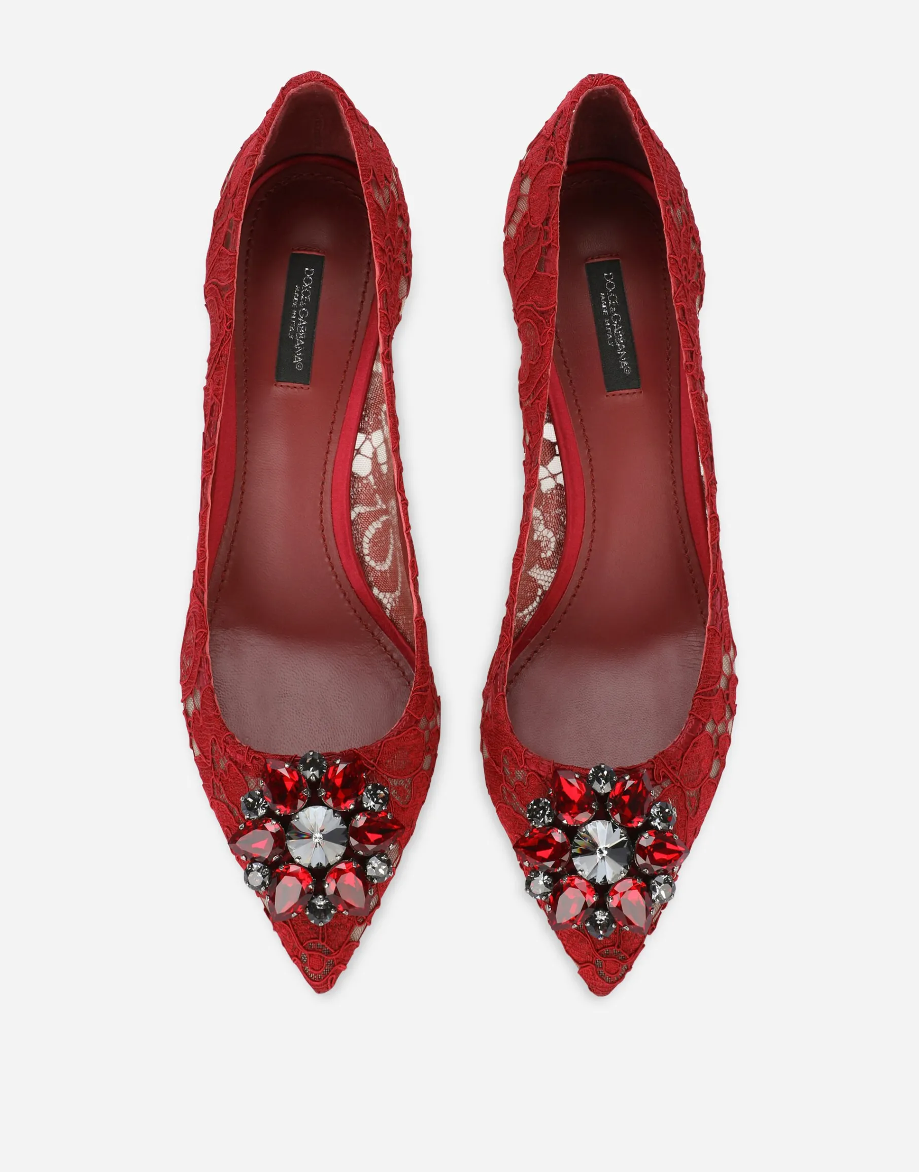 Lace rainbow pumps with brooch detailing
