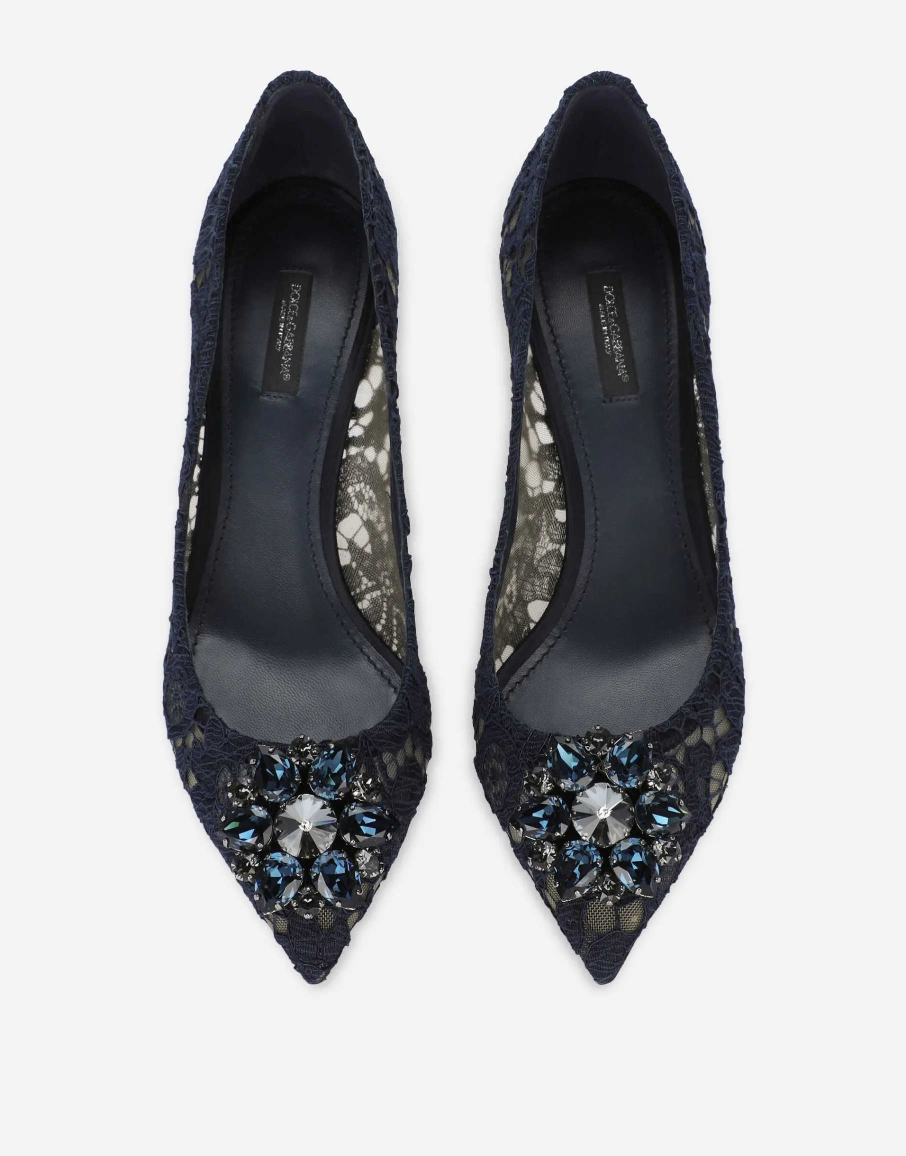 Lace rainbow pumps with brooch detailing
